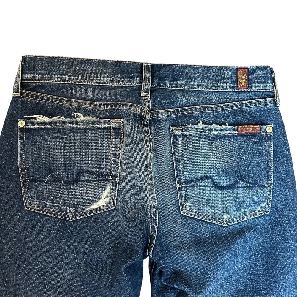 7 For All Mankind Cropped Boot Cut Factory Distressed Jeans  Sz.28